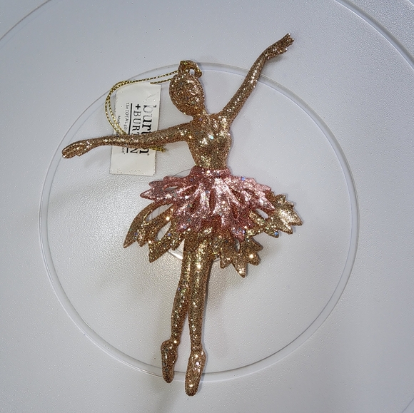 GOLD BALLERINA WITH PINK TUTU ORNAMENT - Picture 2 of 5